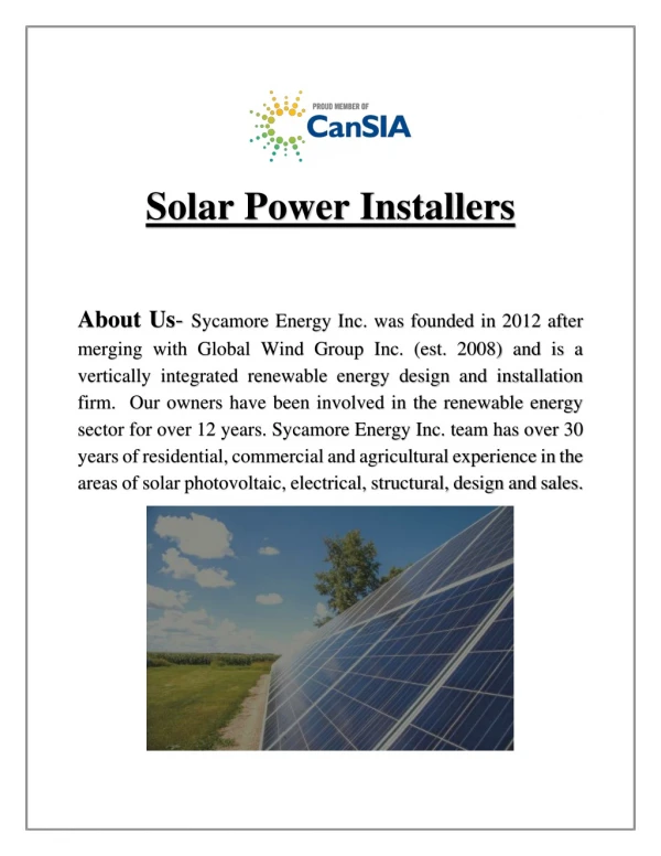 Solar Power Installers