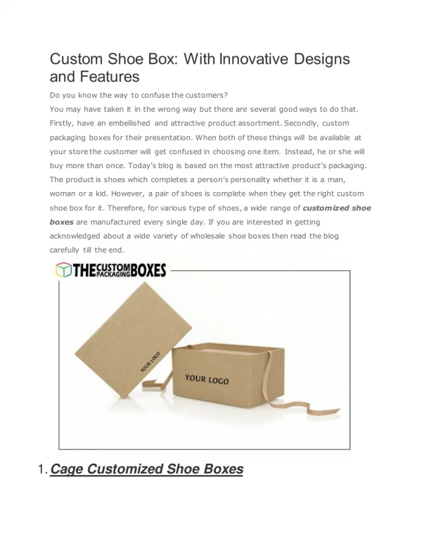 Custom Shoe Box: With Innovative Designs and Features