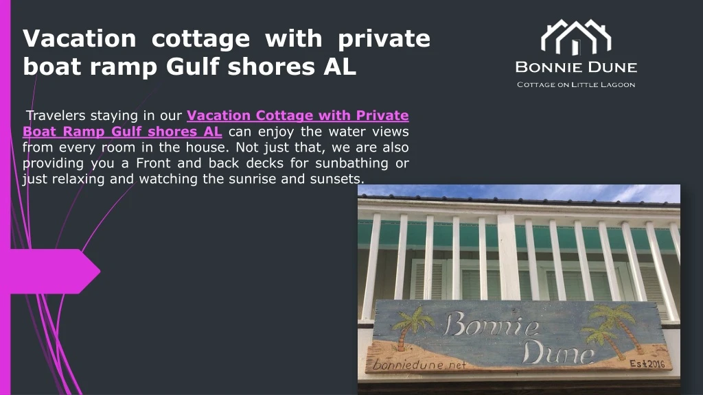 vacation cottage with private boat ramp gulf shores al