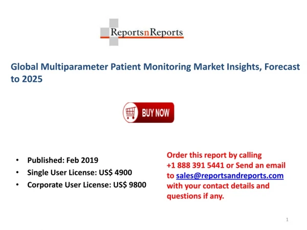 Multiparameter Patient Monitoring Market 2019 Opportunities, Size, Cost, Service Provider, Segmentation Analysis Report