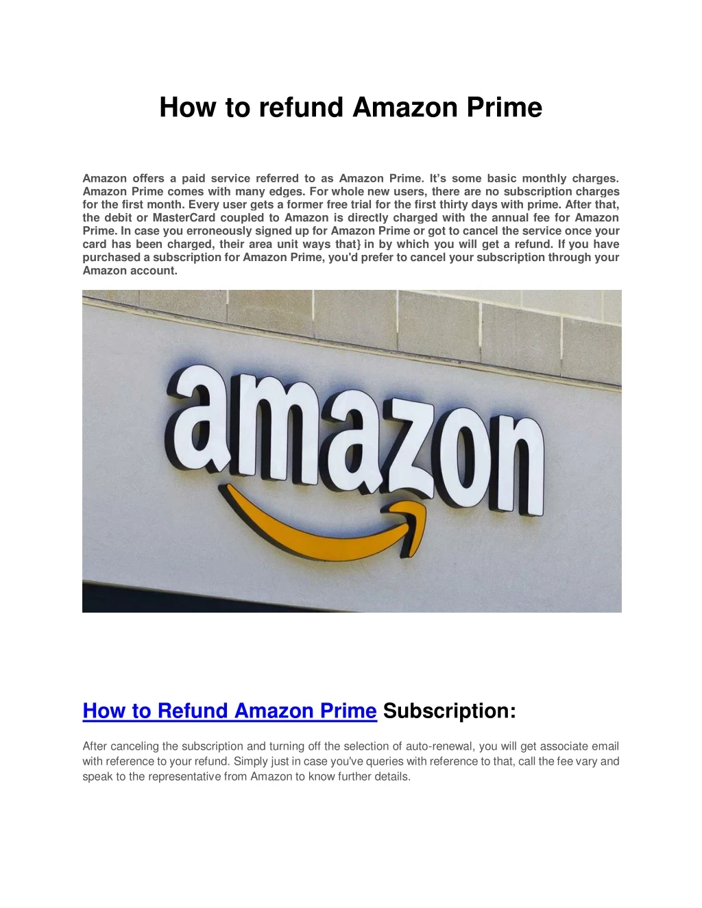 how to refund amazon prime