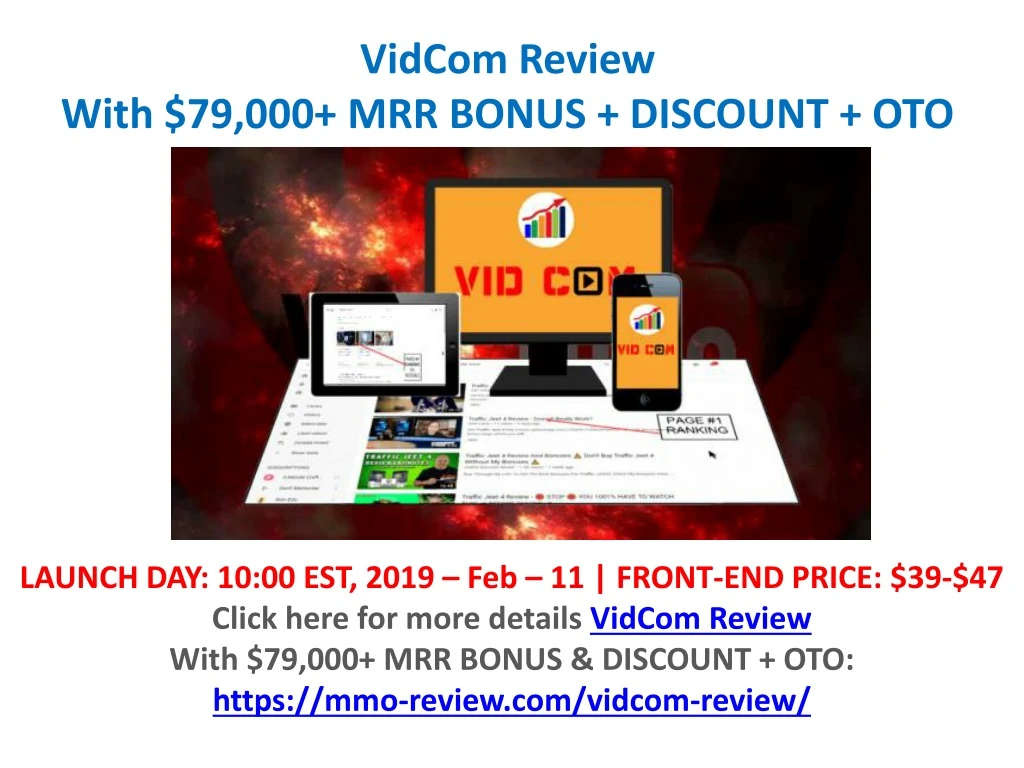 vidcom review with 79 000 mrr bonus discount oto