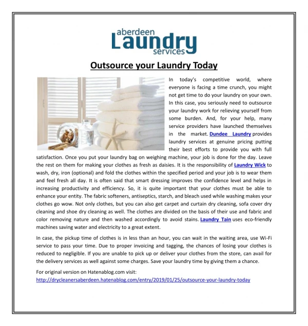 Outsource your Laundry Today