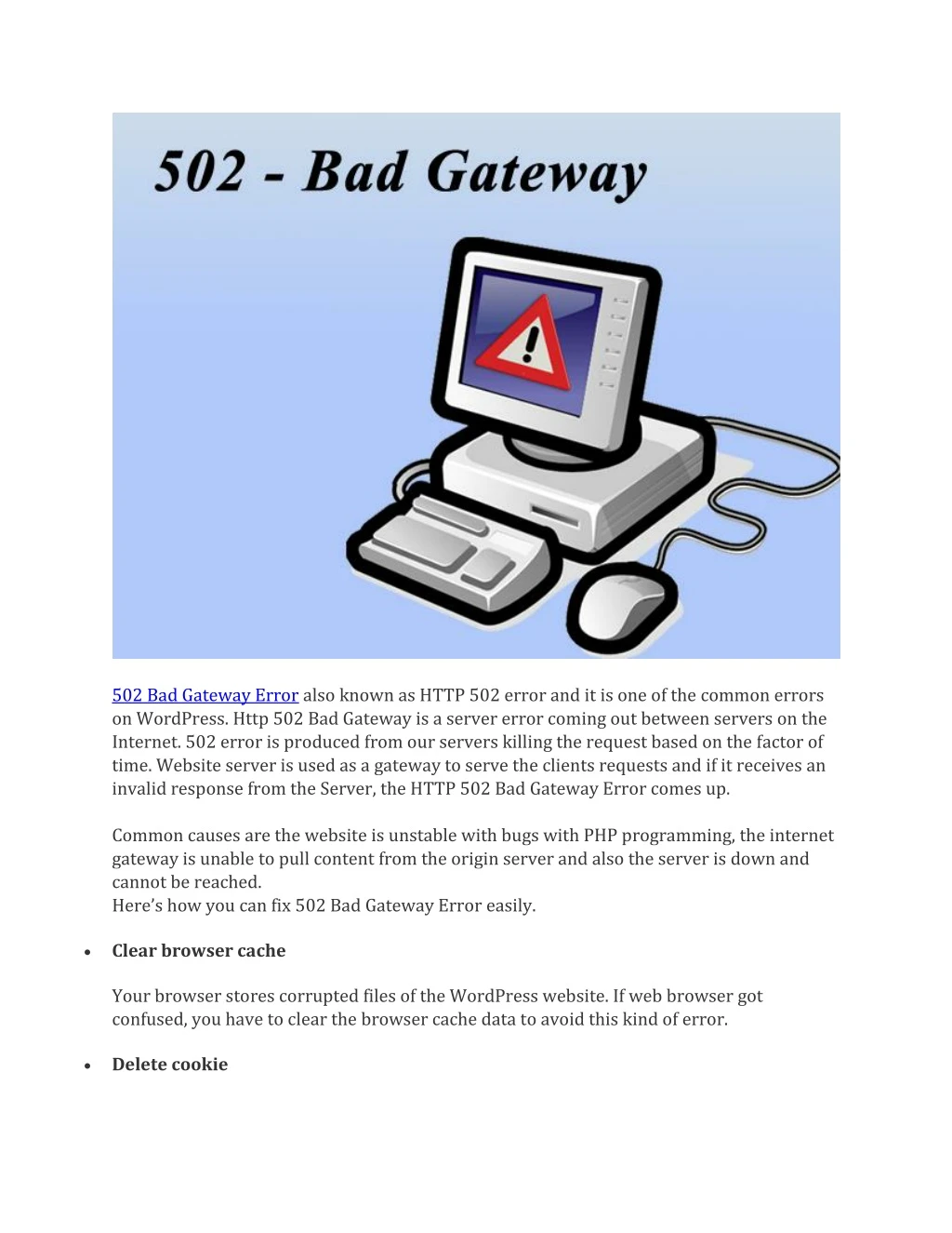 502 bad gateway error also known as http