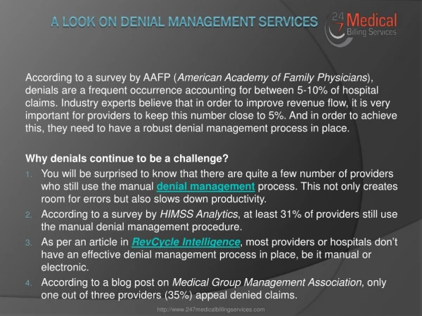 A Look on Denial Management Services