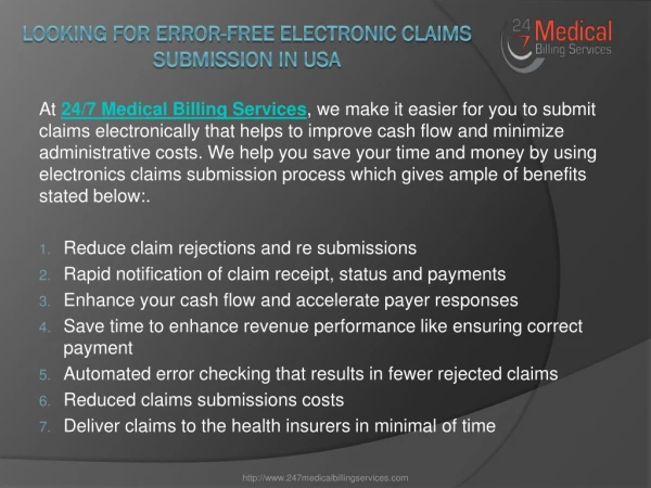 Looking For Error-free Electronic Claims Submission In USA