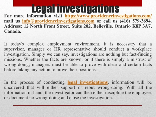 Legal investigations