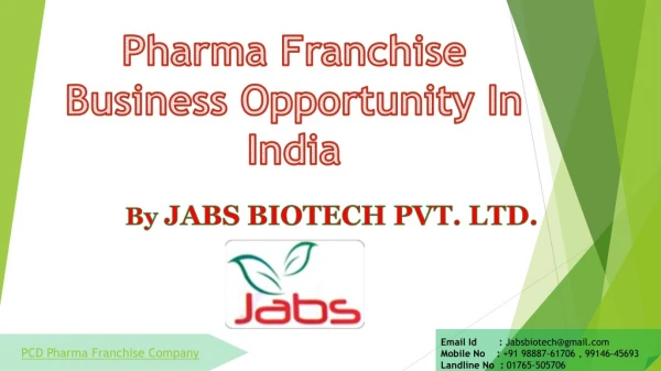 Jabs Biotech-PCD Pharma Franchise Company