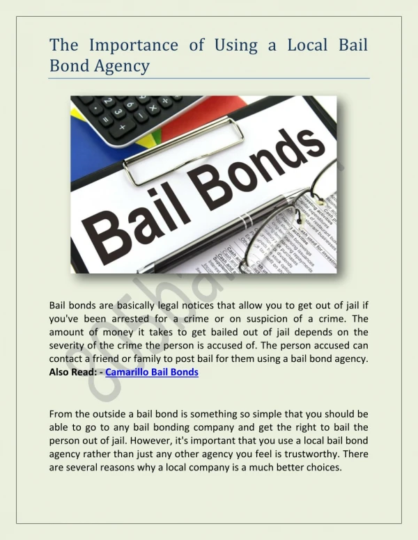 The Importance of Using a Local Bail Bond Agency