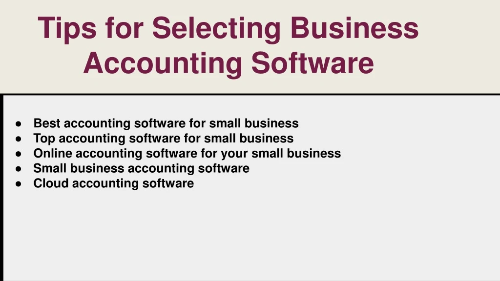 tips for selecting business accounting software