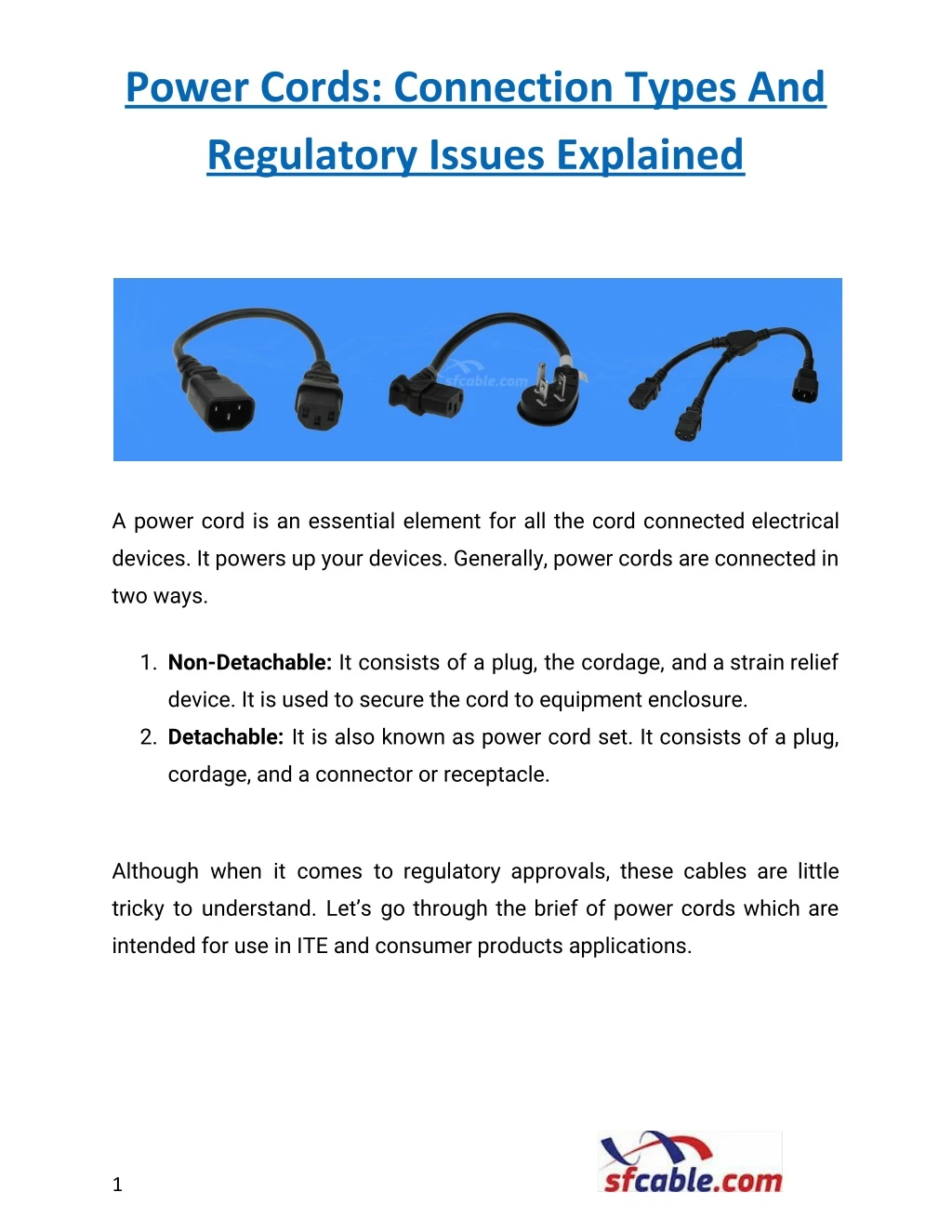 power cords connection types and regulatory