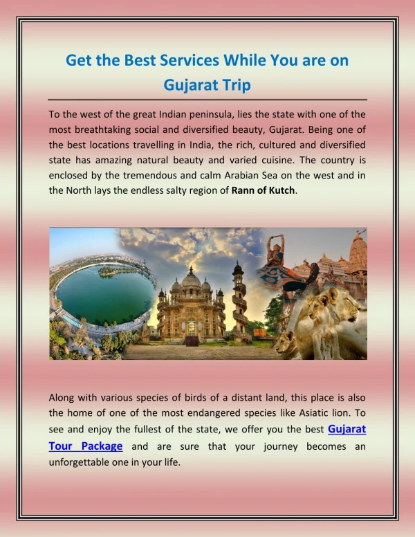 Get the Best Services While You are on Gujarat Trip