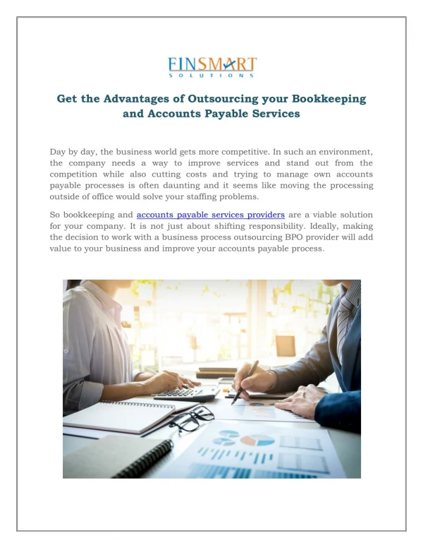 Get the Advantages of Outsourcing your Bookkeeping and Accounts Payable Services