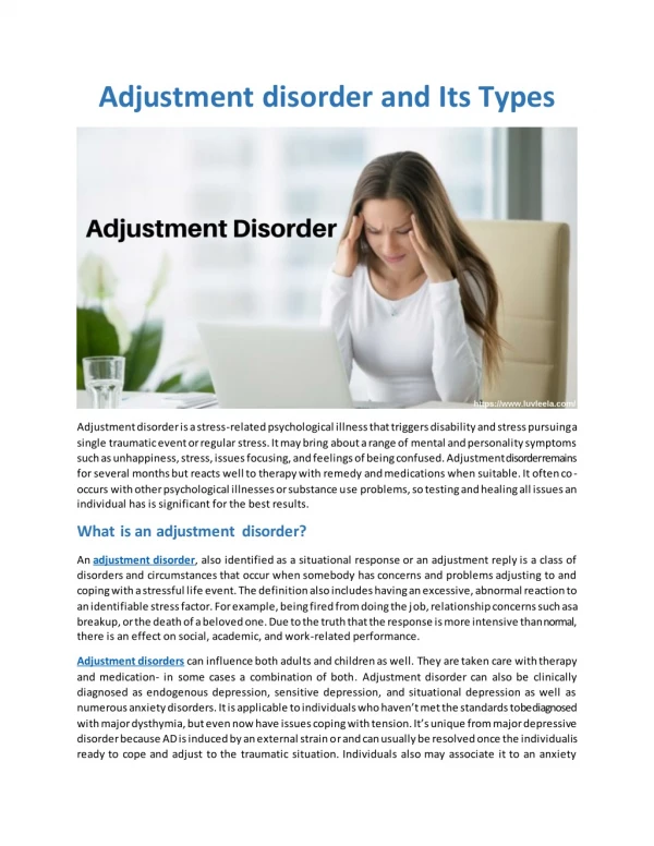 Adjustment disorder and Its Types