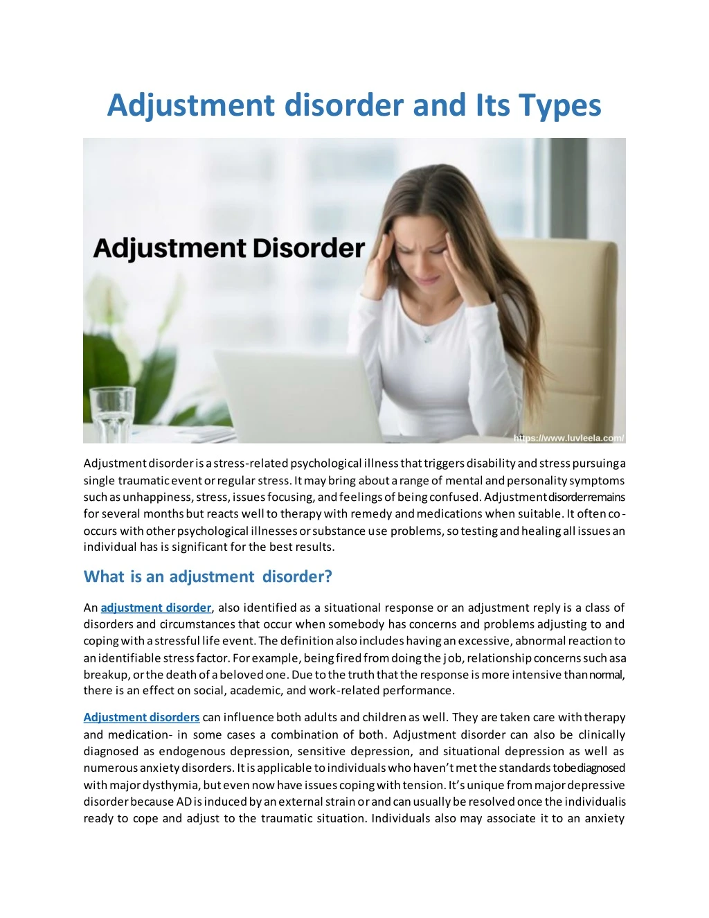adjustment disorder and its types