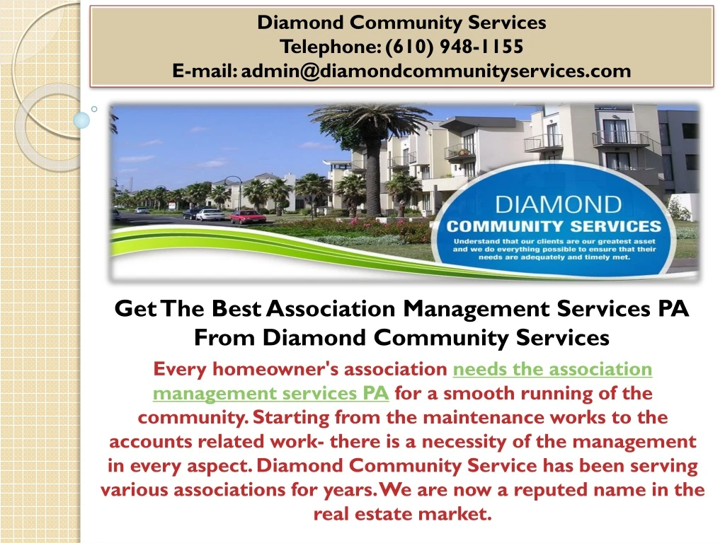 diamond community services telephone 610 948 1155