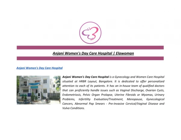 Anjani Women's Day Care Hospital | Elawoman