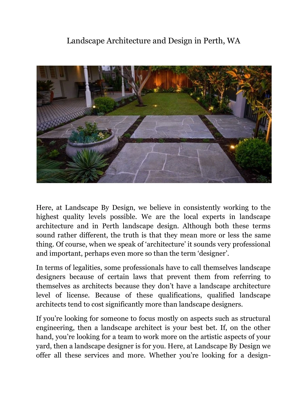 landscape architecture and design in perth wa