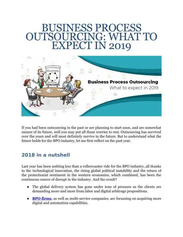 Business Process Outsourcing: What to expect in 2019