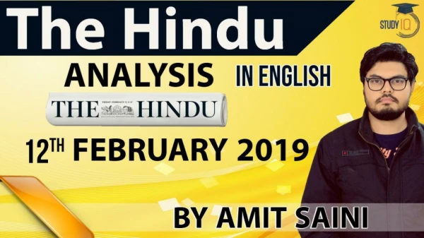 The Hindu Editorial News Analysis of 12 Feb 2019