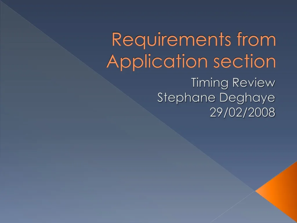 requirements from application section