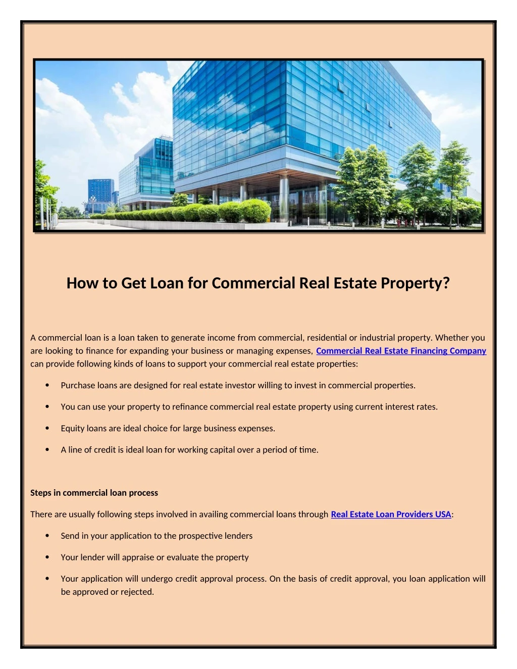 how to get loan for commercial real estate