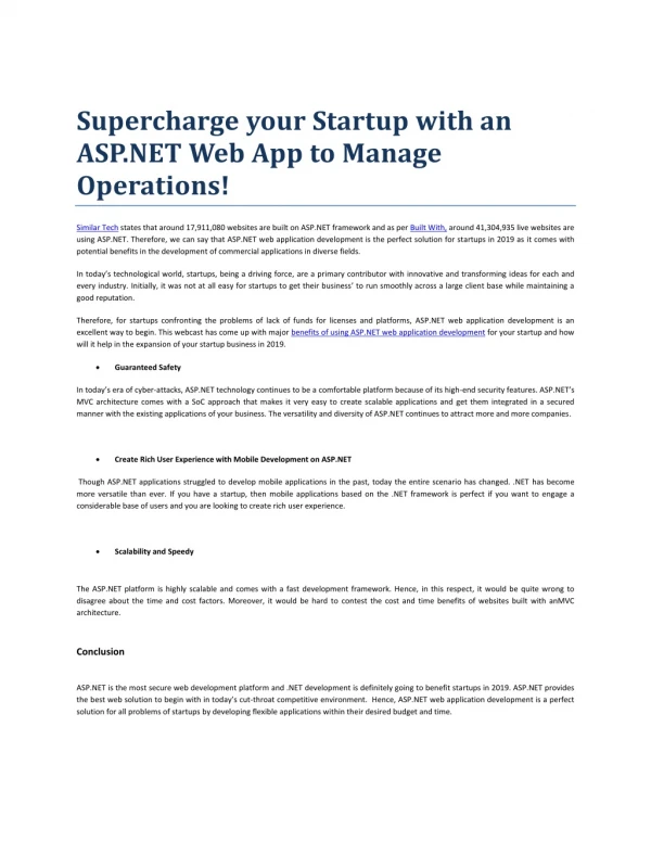 Supercharge your Startup with an ASP.NET Web App to Manage Operations!