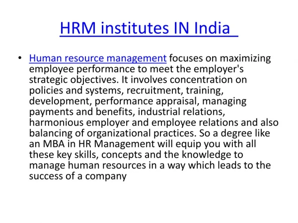 HRM institutes