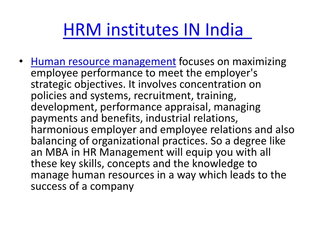 hrm institutes in india