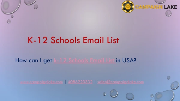 K-12 Schools Email List PPT