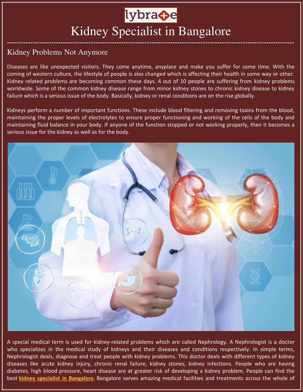 kidney specialist in bangalore kidney problems