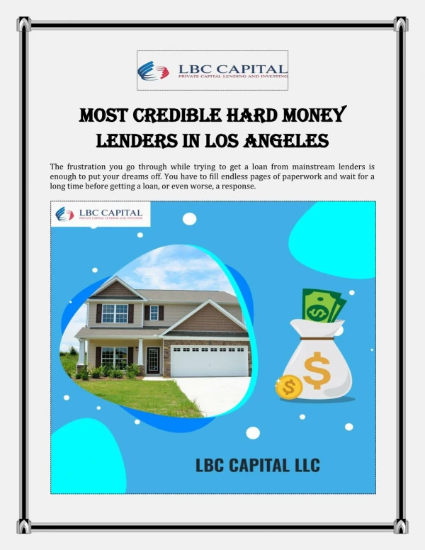 Most Credible Hard Money Lenders in Los Angeles