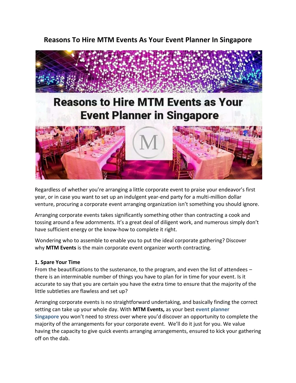 reasons to hire mtm events as your event planner