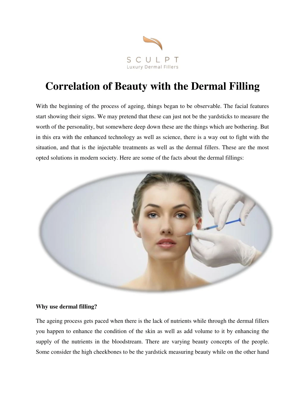 correlation of beauty with the dermal filling