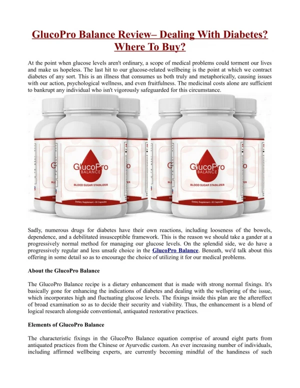 What is GlucoPro Balance ?