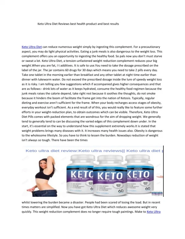 Keto Ultra Diet Reviews weight loss supplement