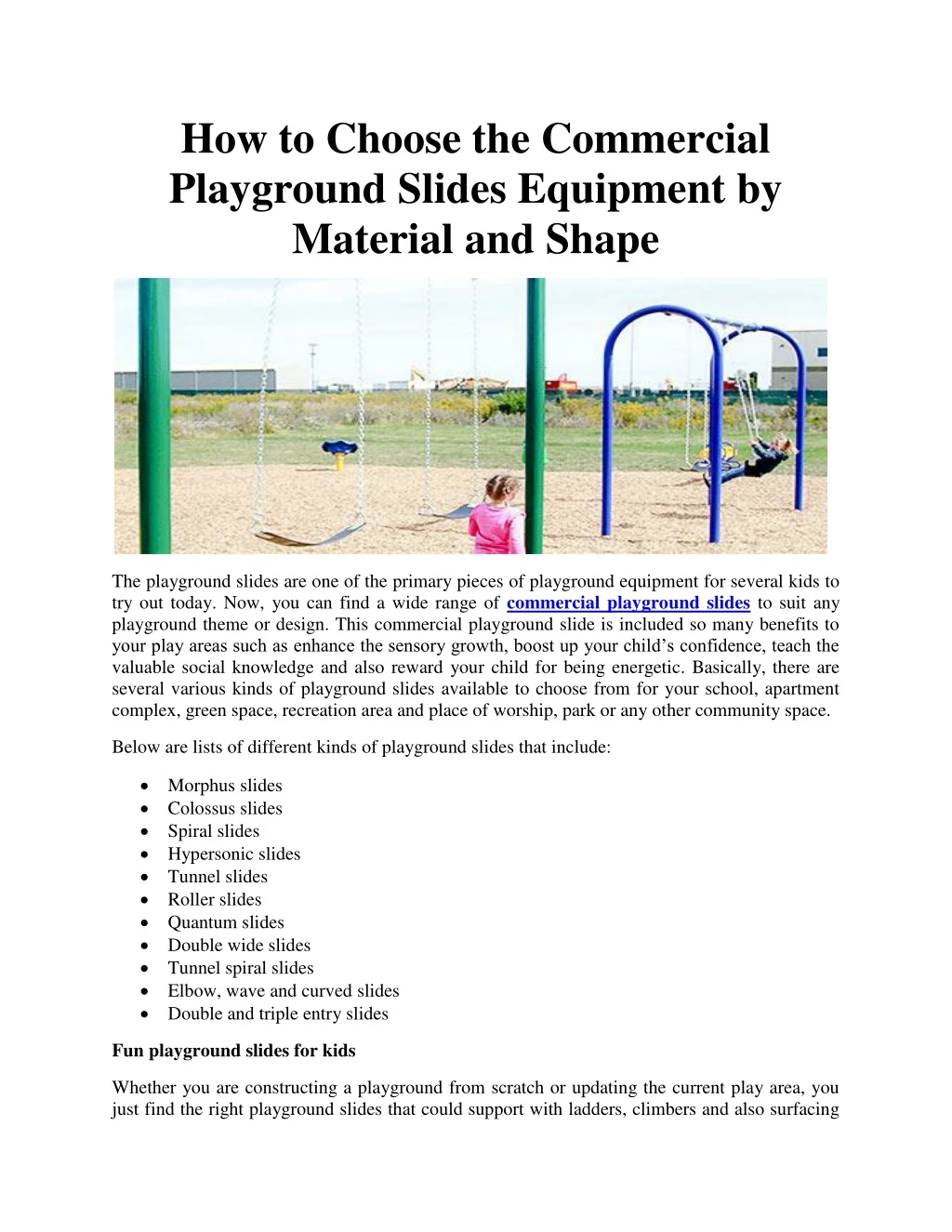how to choose the commercial playground slides