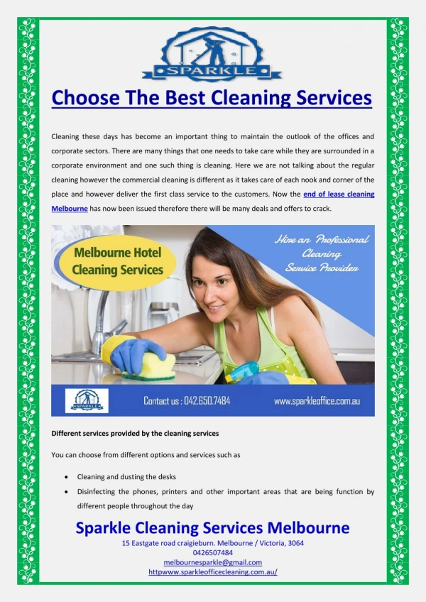 Choose The Best Cleaning Services