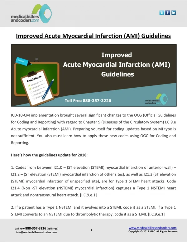 Improved Acute Myocardial Infarction (AMI) Guidelines