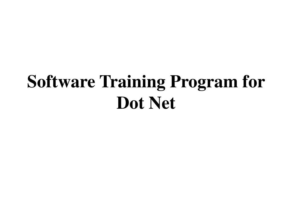 software training program for dot net