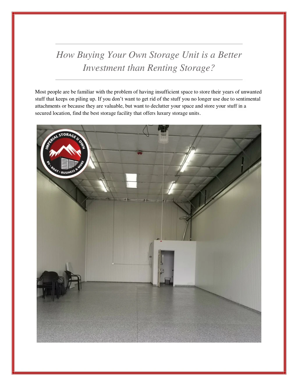 how buying your own storage unit is a better