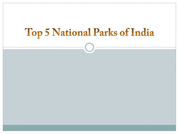 Top 5 National Park of India