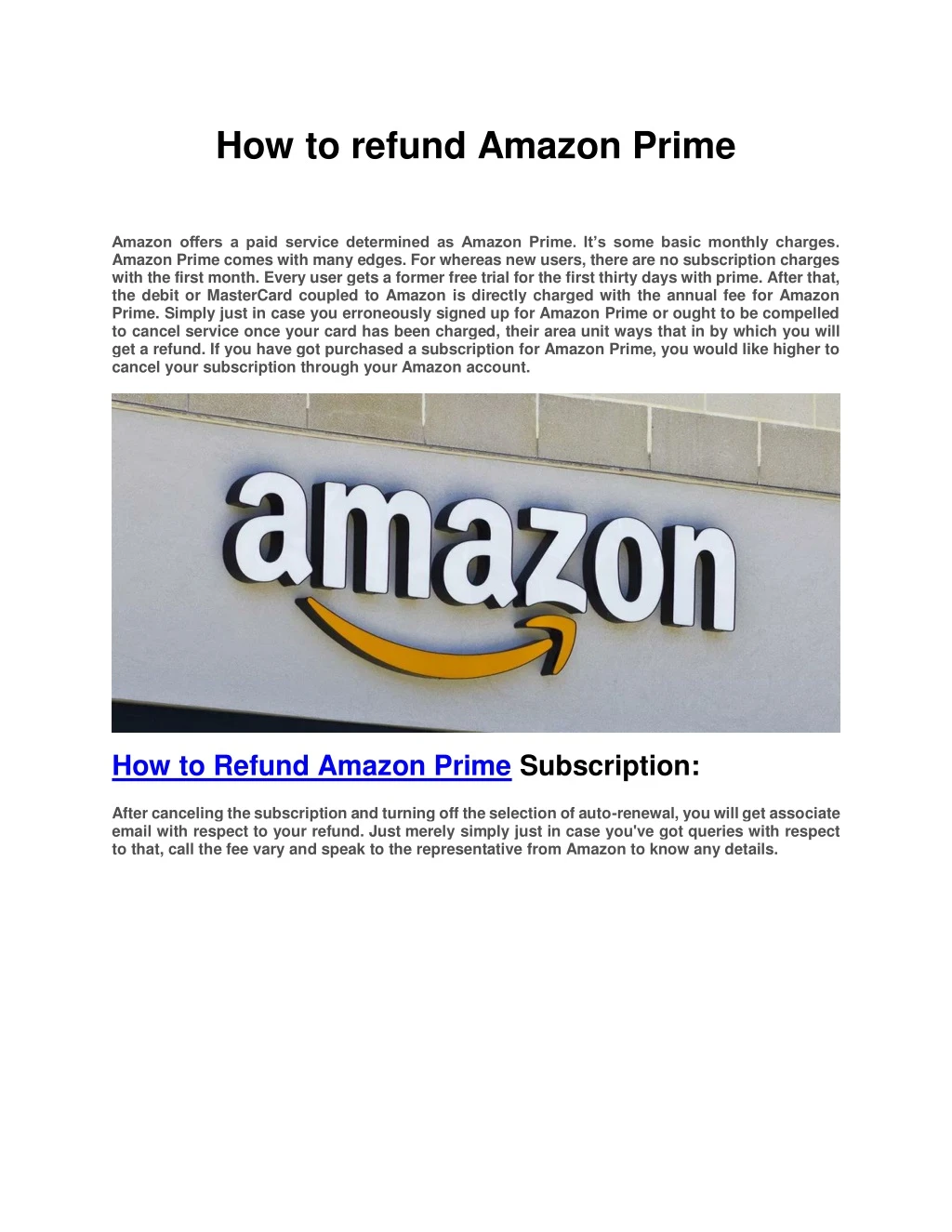 how to refund amazon prime