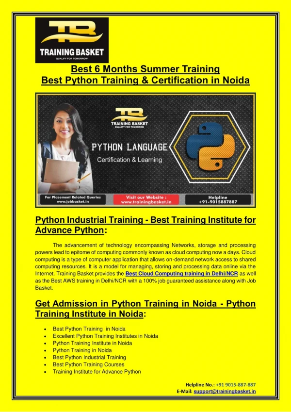 Best Python Training Institute In Noida /Training Basket