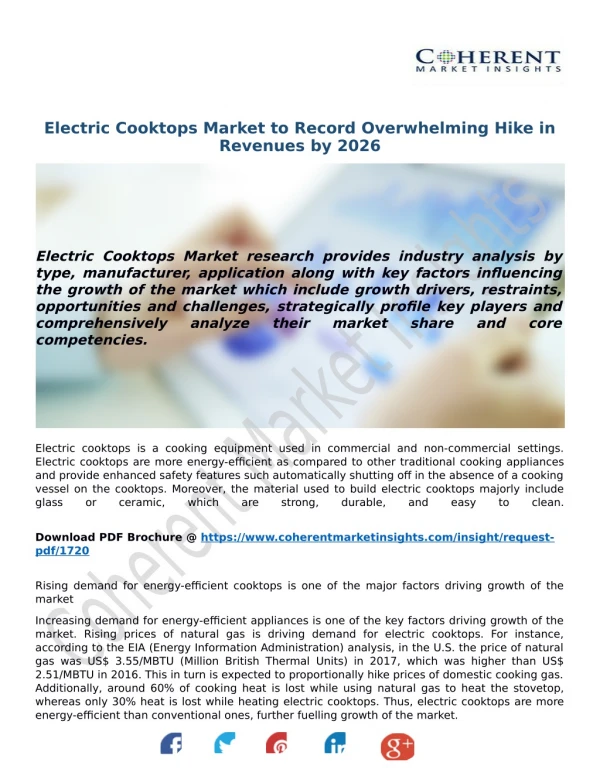 Electric Cooktops Market to Record Overwhelming Hike in Revenues by 2026