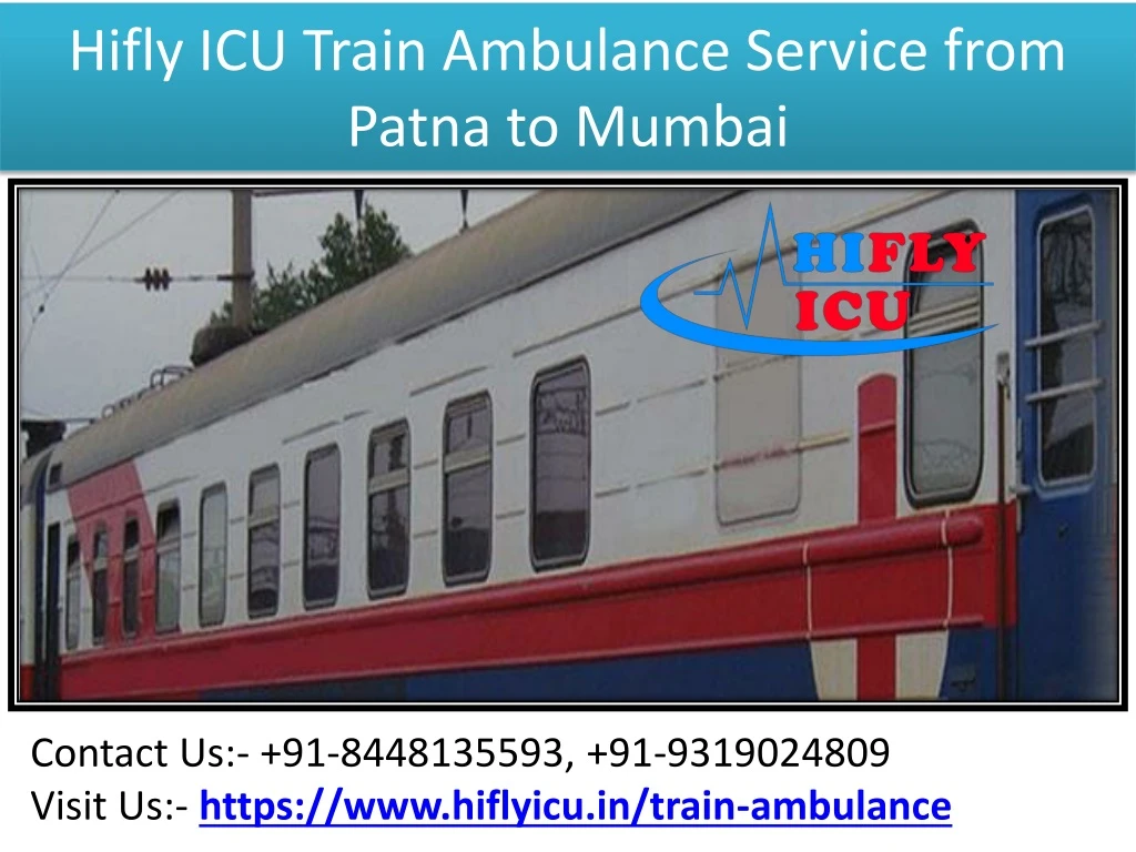 hifly icu train ambulance service from patna to mumbai