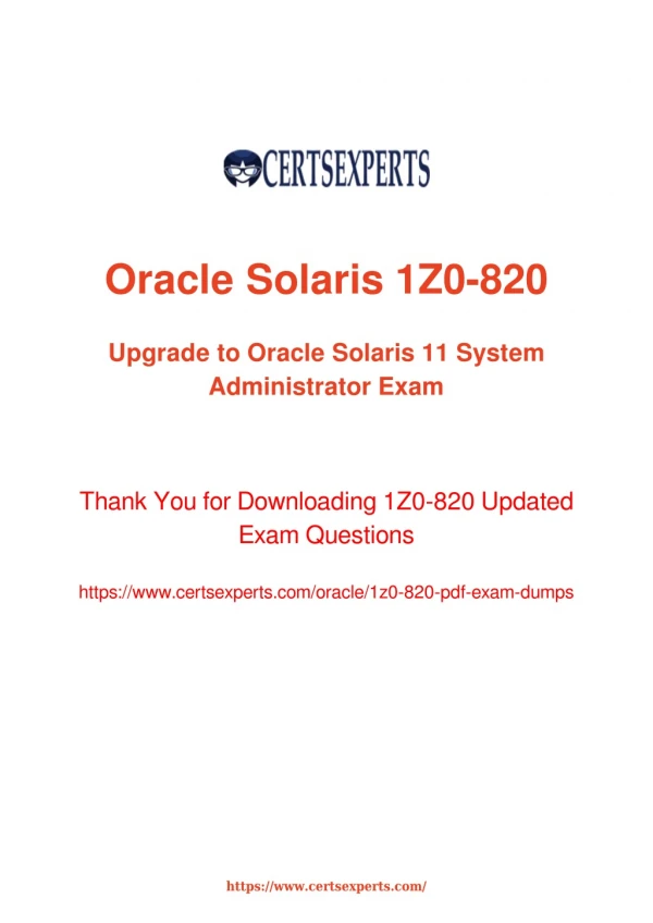 Actual 1Z0-820 Practice Exam Dumps updated 2019