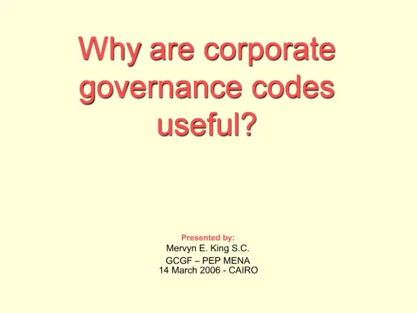 Why are corporate governance codes useful