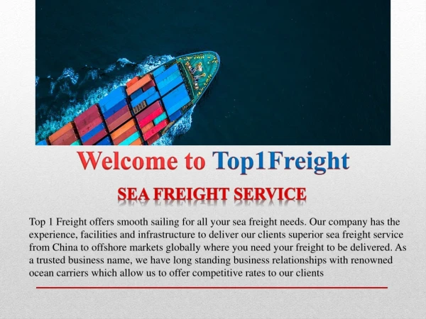Safe and Sound Sea Freight Service from China to International Ports
