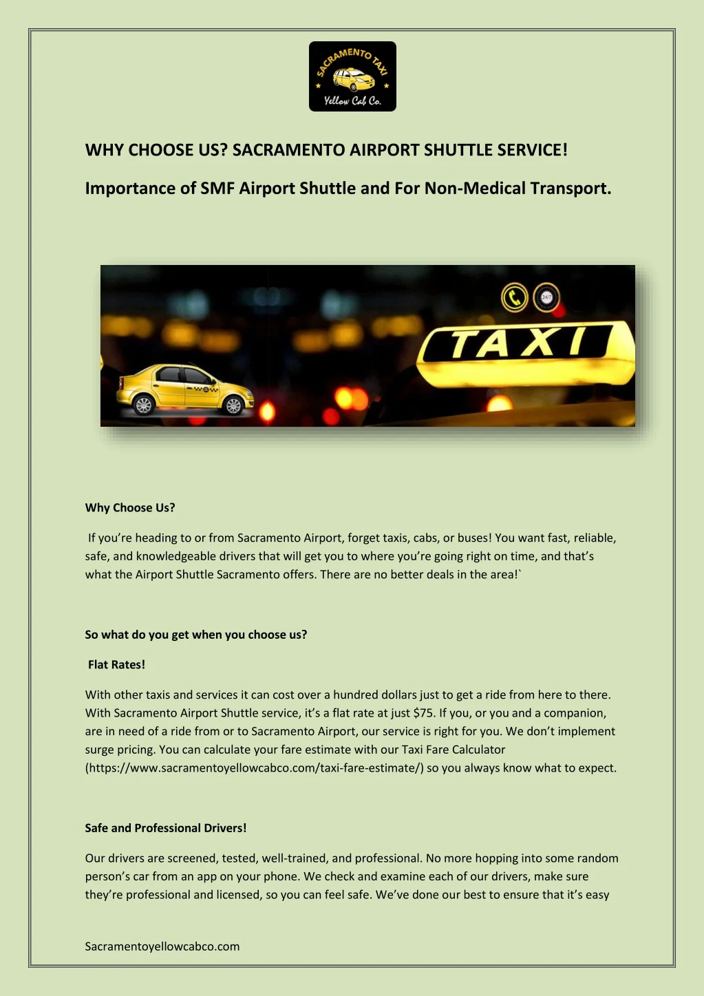 why choose us sacramento airport shuttle service